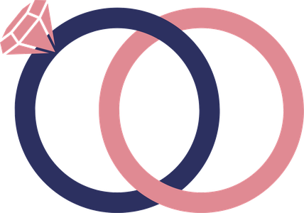 Destined for Marriage logo, two interlocking wedding rings